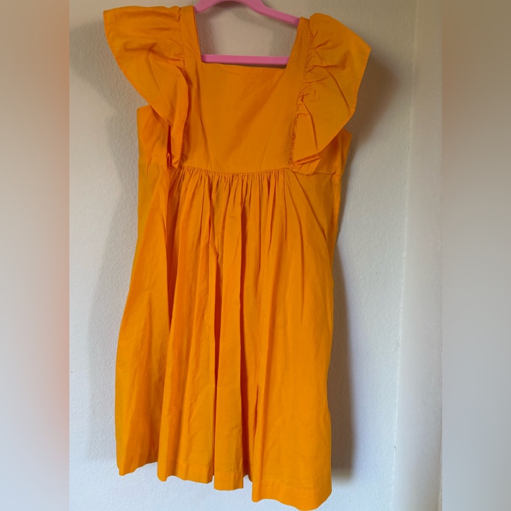 H&M Yellow Sundress with Flutter Sleeves and Square Neckline